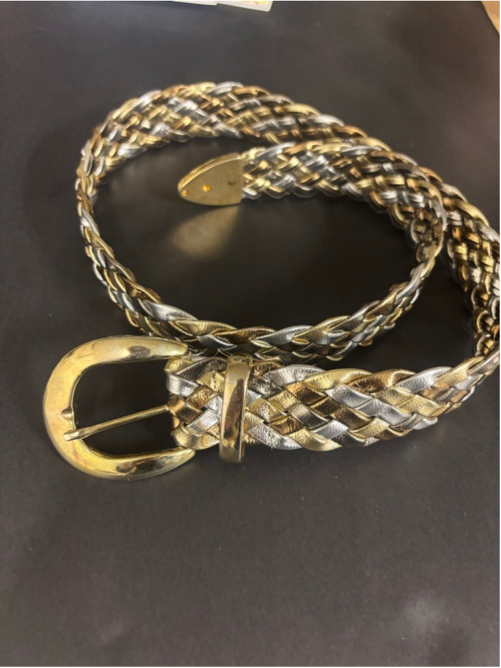 Woven Metallic Gold and Silver Women's Belt